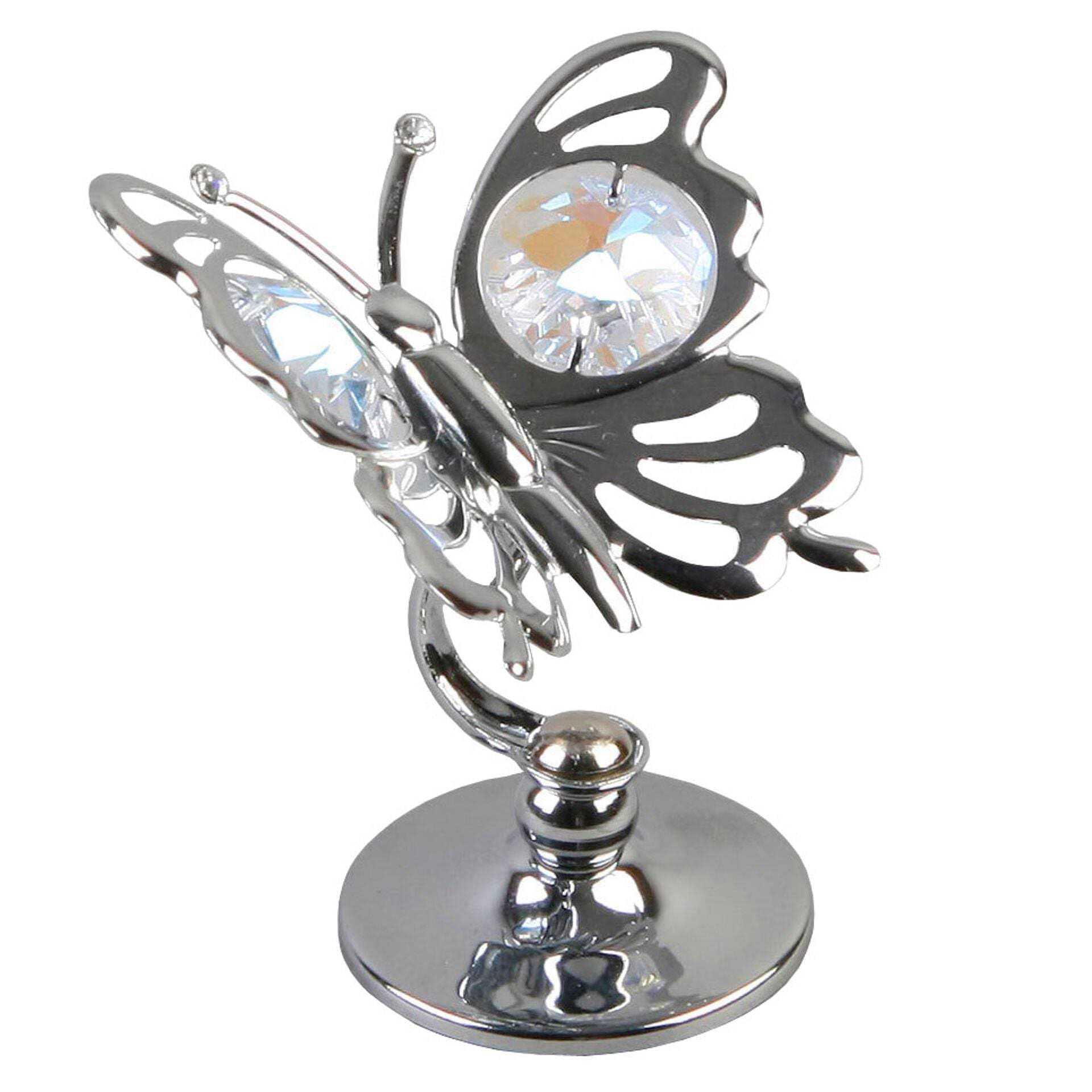 Crystocraft Keepsake Gift Ornament - Silver Butterfly made with Swarvoski Crystals by CRYSTOCRAFT
