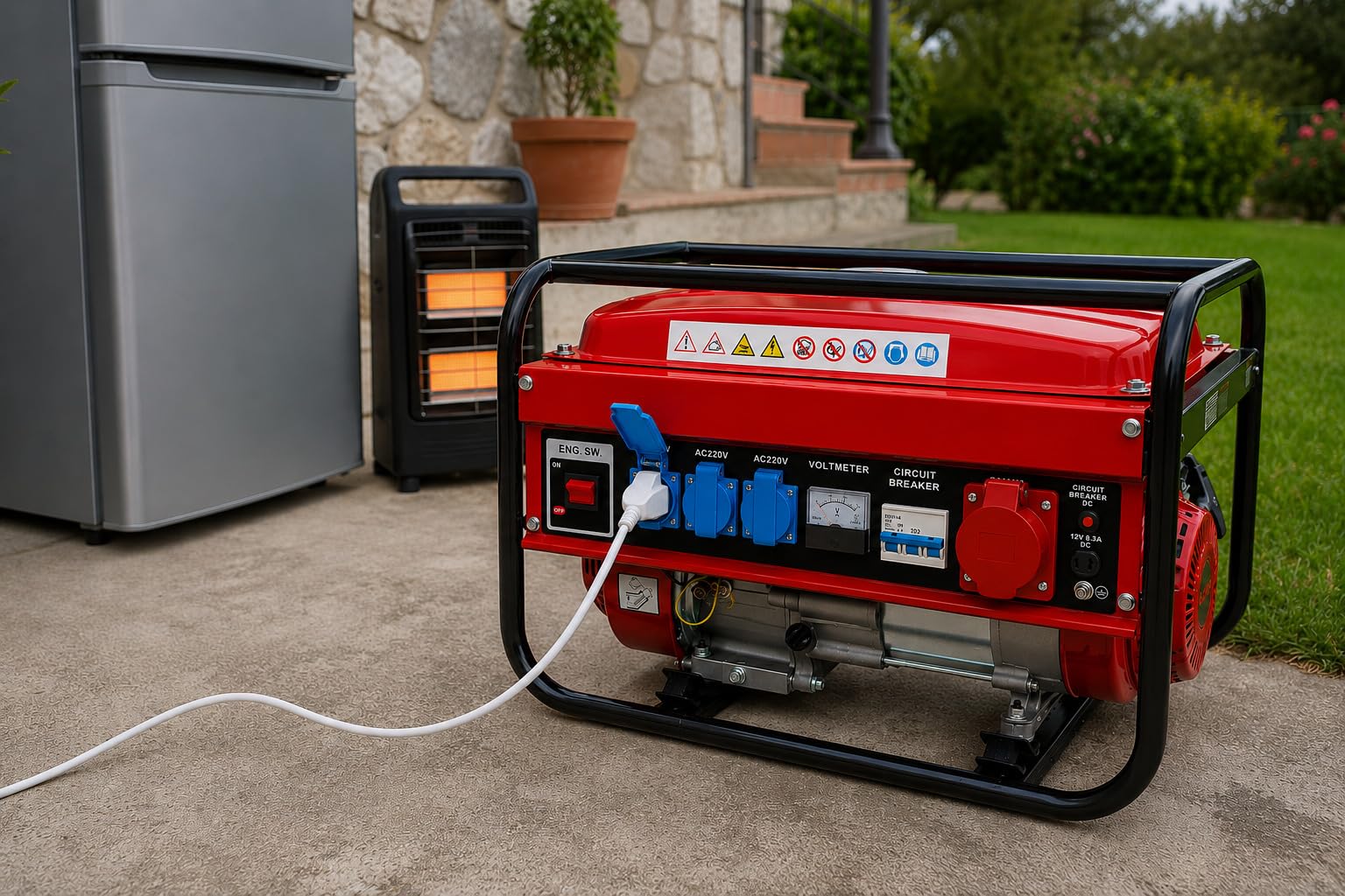SVE Generador Eléctrico Gasolina 15L 5500W 230/380V 4 ENCHUFES (2500W Trifásico 3000W Monofásico) Motor 4 Tiempos