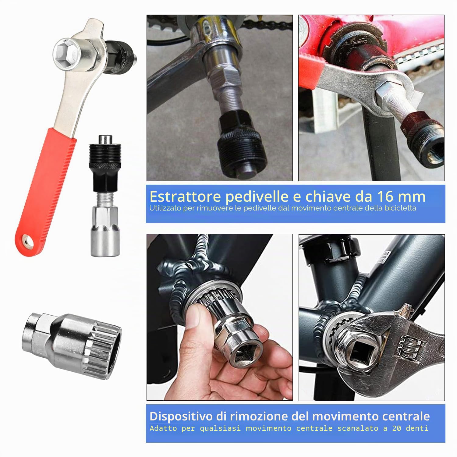 Set di Attrezzi per Bicicletta, Strumento di Rimozione della Cassetta per Bicicletta con Chiave di Rimozione della Cassetta Strumento per Movimento Centrale Svitacatena