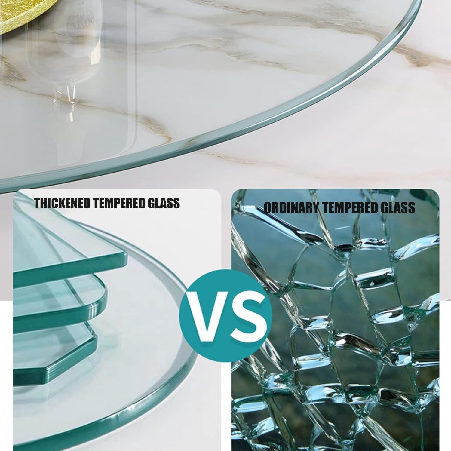 Grand Plateau Tournant en Verre Trempé 32/35/39 Pouces, Plateau Rotatif À 360° pour Table, Plateau De Service Rond avec Roulement Silencieux (Doré, 100 Cm - 39 Pouces)
