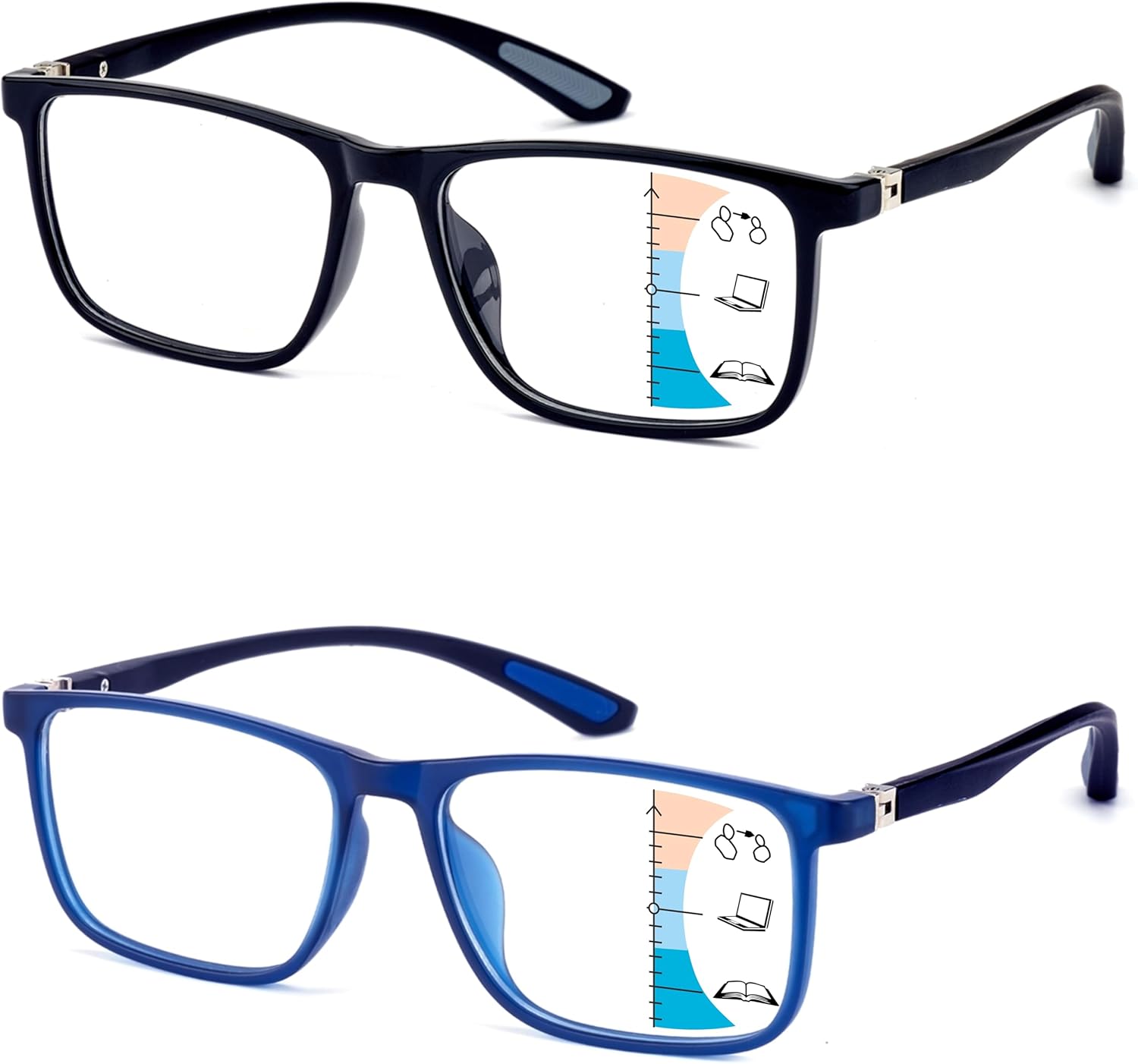 Multifocus Reading Glasses Men,No Line Bifocal Progressive Multifocal Readers,Blue Light Computer Frame Eyeglass - Image 9