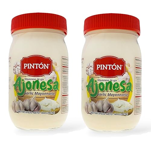 Miniatura 1 de Pinton 's - Mayonesa de ajo, ajo fresco y clara de huevo, ideal para ensaladas, sándwiches y subs, aderezo Ajonesa, 14 onzas, paquete de 2