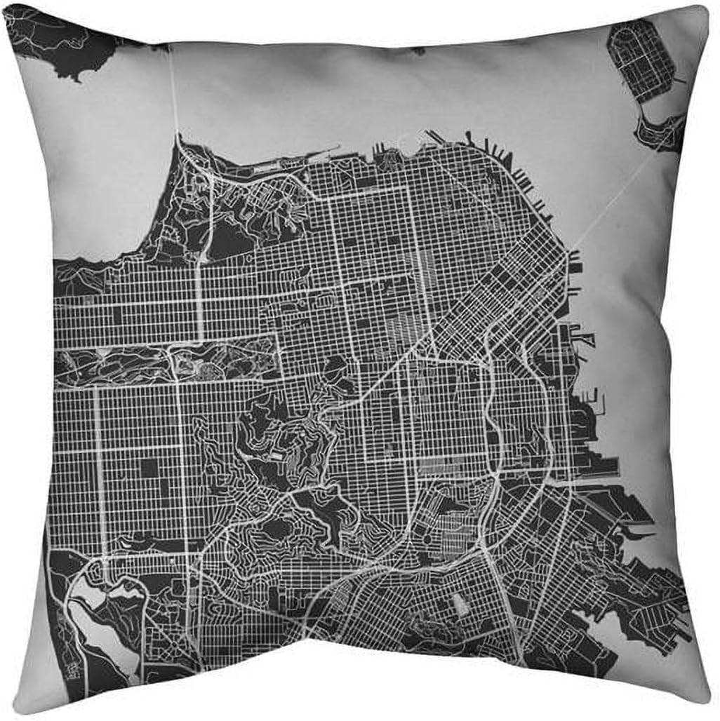 20 x 20 in. San Francisco City Plan-Double Sided Print Indoor Pillow Cover
