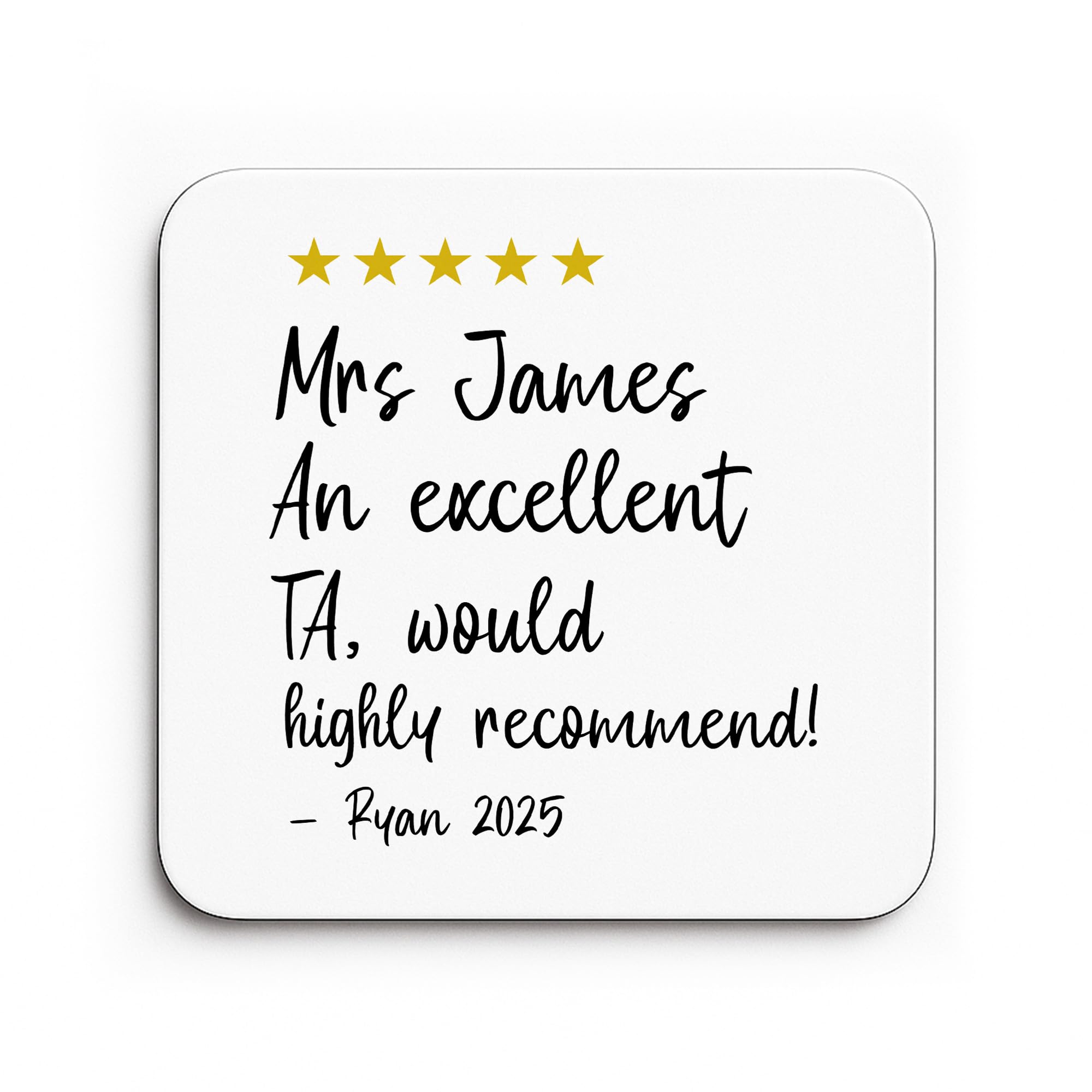 Red Ocean Personalised Excellent Teaching Assistant Coaster Teacher Appreciation Gift Thank You Leaving School Nursery Gift From Student Child Teacher TA Keepsake