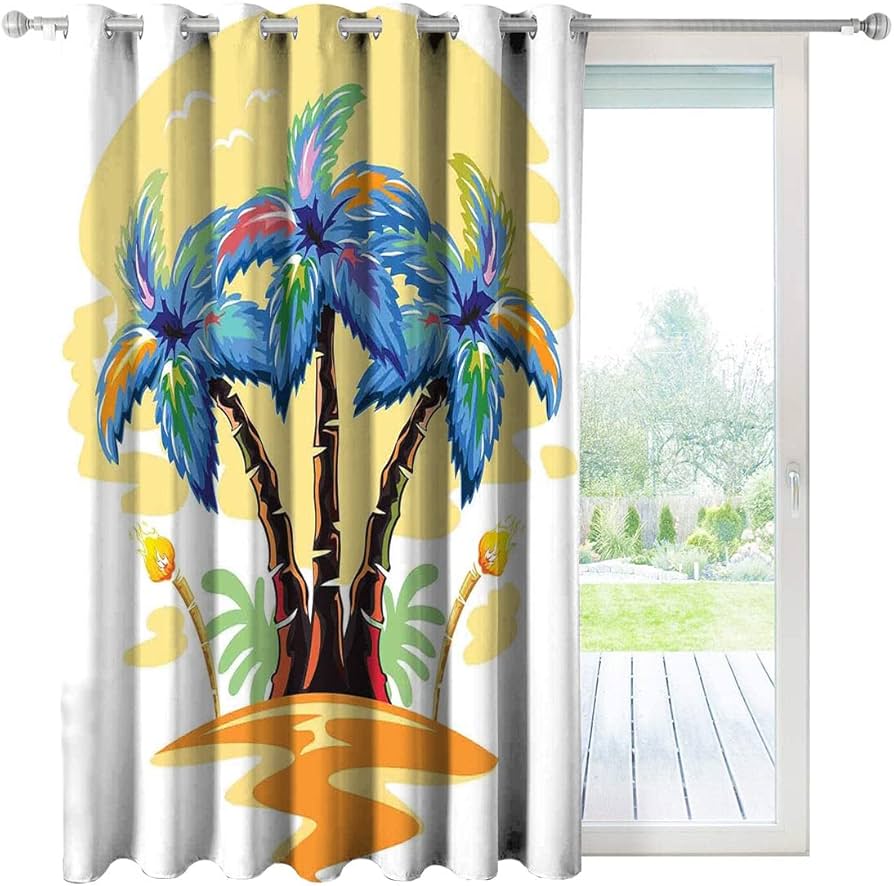 ヤシの木 カーテン 腰窓 ヤシの木 カーテン 腰窓
