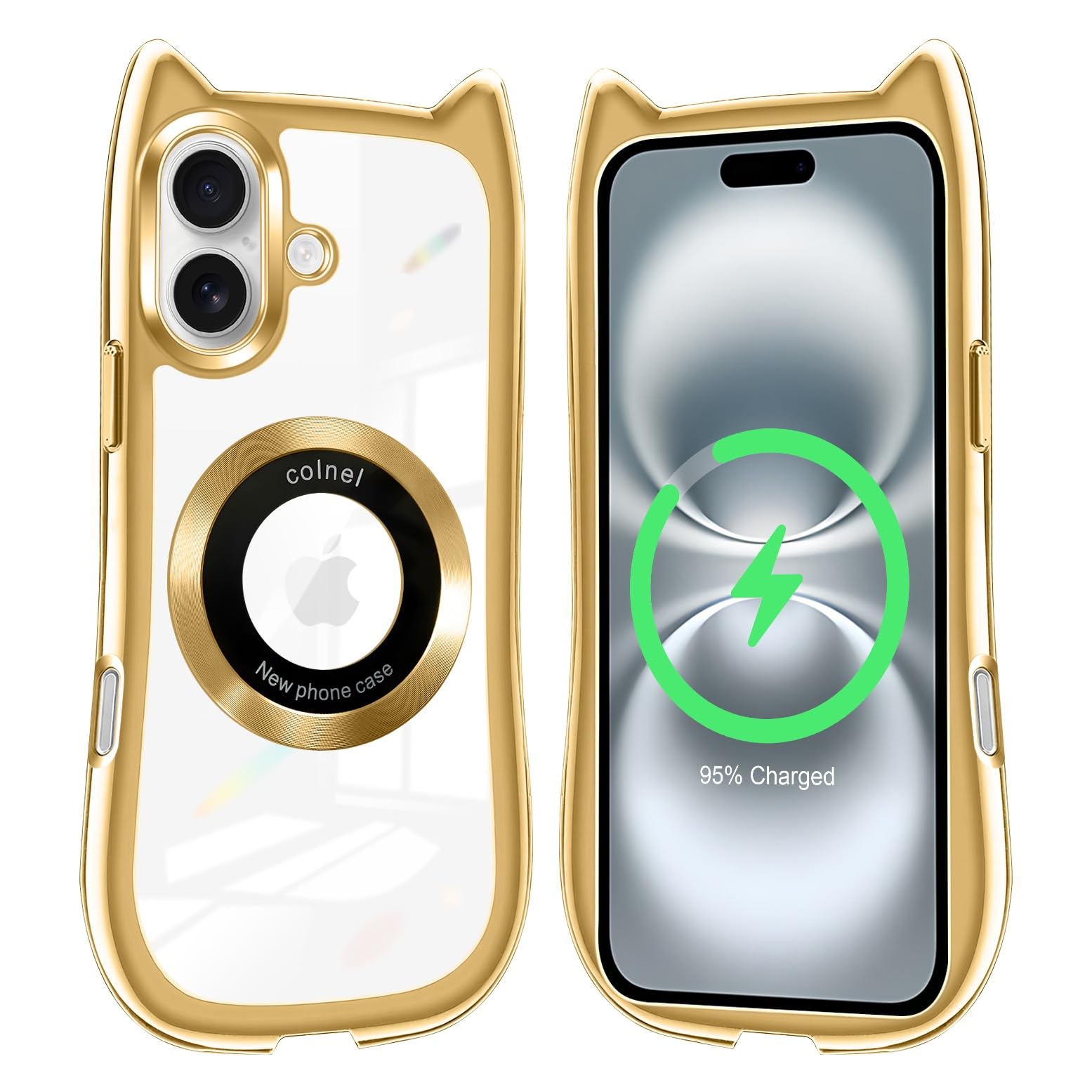 LONLI Hue iPhone 17用 ケース - 金箔の雄しべが付いたカメリア 耐衝撃磁気