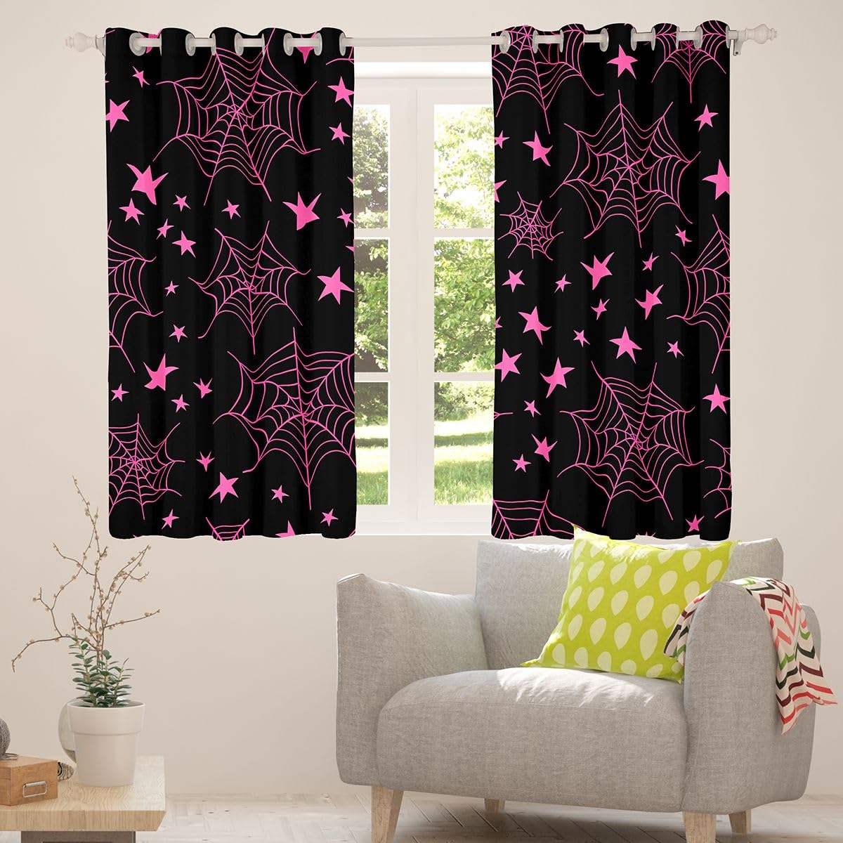 Homewish Tende oscuranti con ragnatela di Halloween, 168 x 228 cm