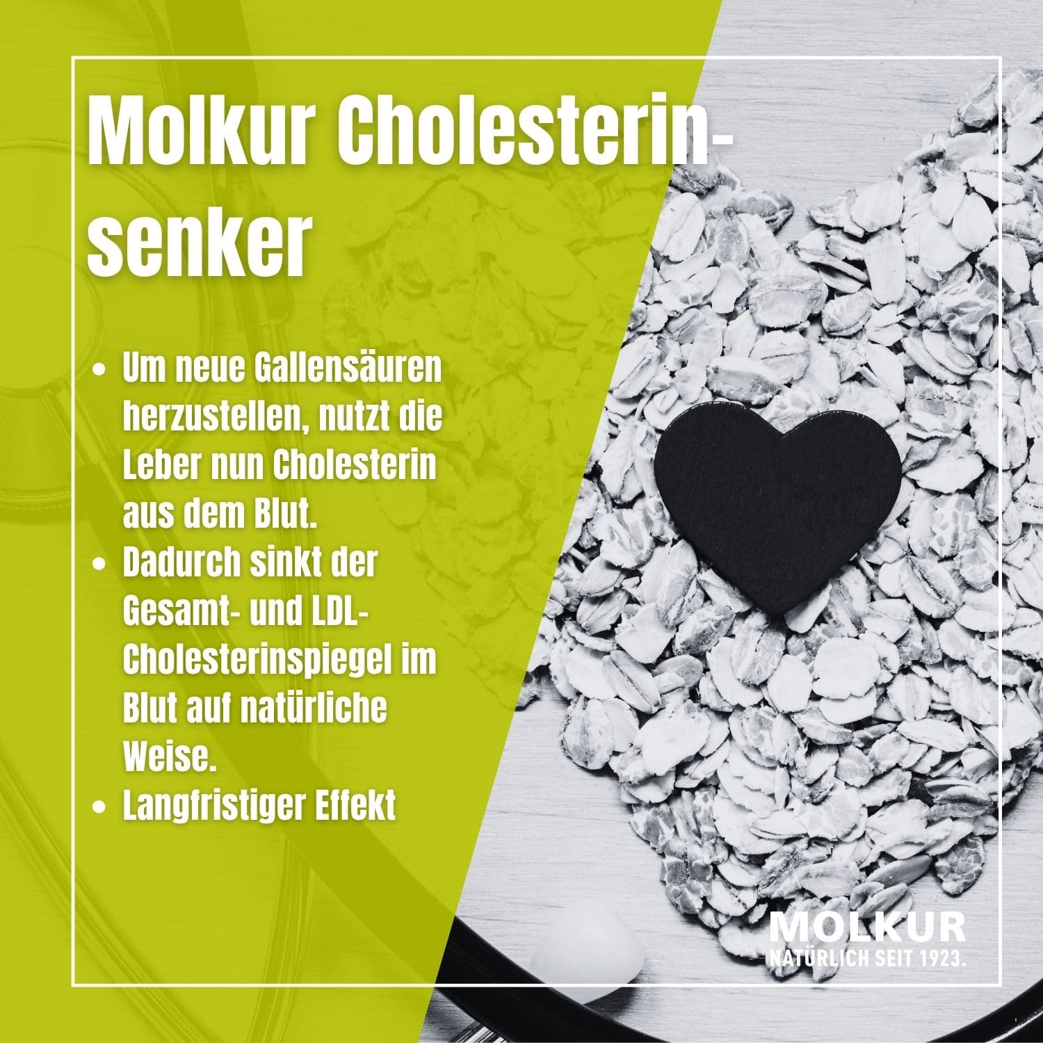 Cholesterinsenker Pulver – mit Hafer-Beta-Glucanen zur natürlichen Cholesterinreduktion – Herzgesundheit & LDL-Senkung – Erdbeergeschmack, Stevia, ohne Phytosterine