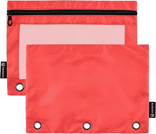 Miniatura 6 de Estuche para lápices con cremallera rosa intenso para carpeta de 3 anillos con ventana transparente, estuche de 2 unidades, color rosa intenso