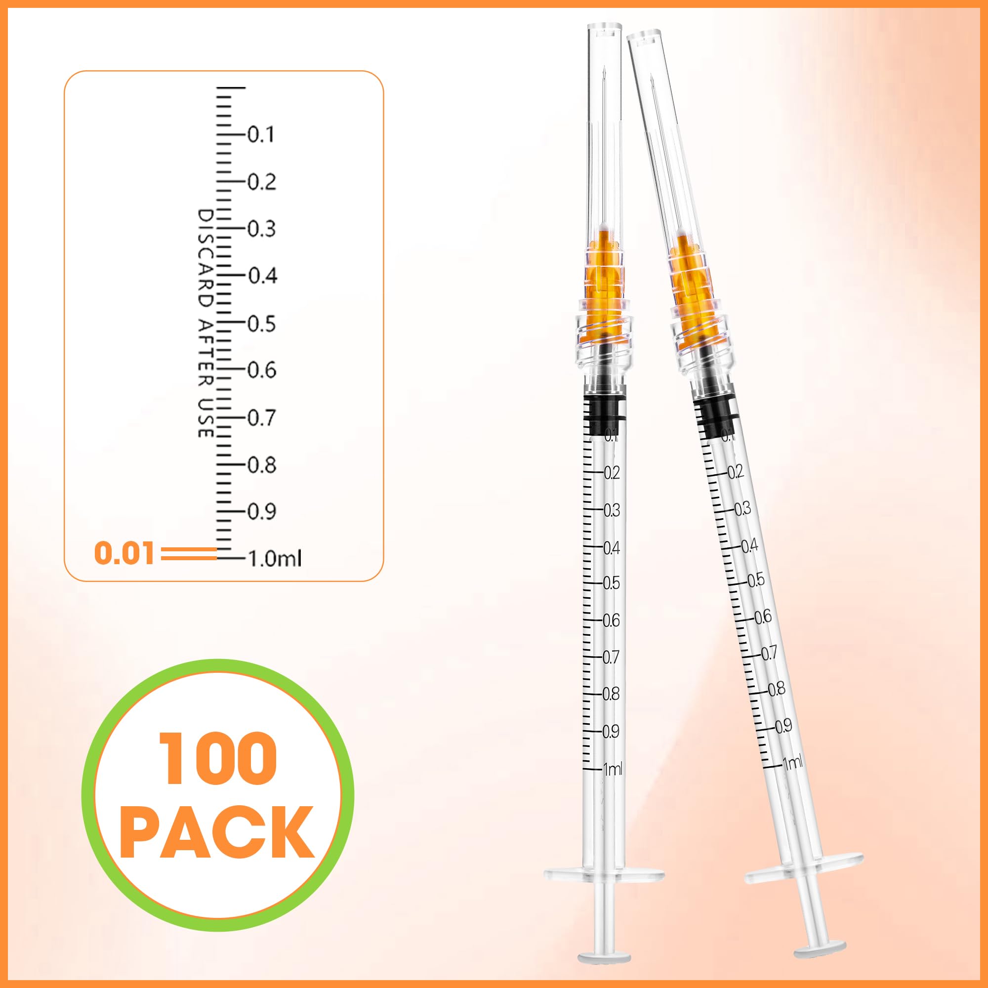 Disposable 1mL Luer Lock Syringe 25G 1 inch for Scientific Lab Use, Individually Wrapped, Box of 100 — Amazon image 5