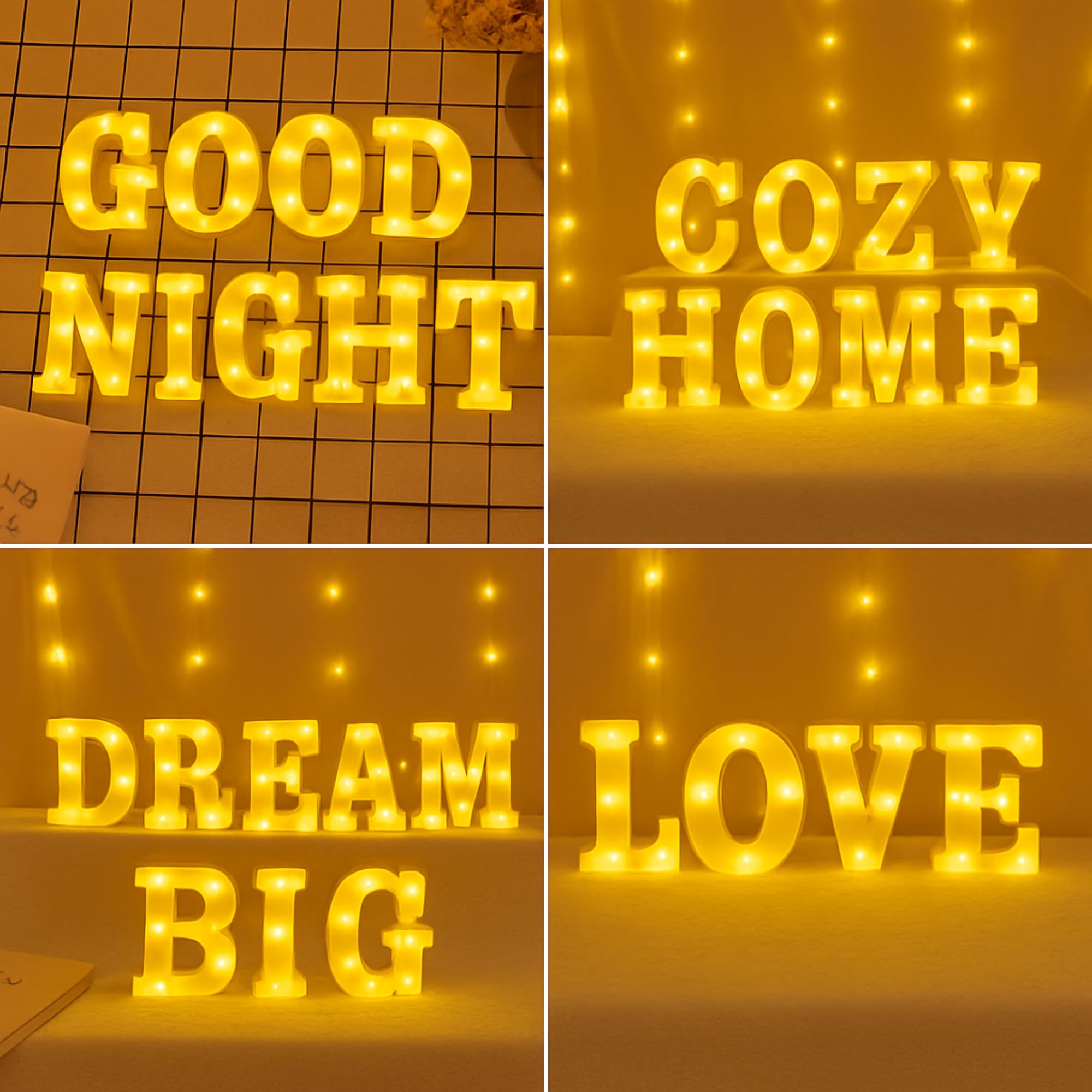 JANDEI - Świecące litery, cyfry dekoracyjne ze światłem LED, ciepły odcień 3000 K, wysokość 22 cm, zasilanie bateryjne, nastrojowe lampki nocne do domu, witryn sklepowych, uroczystości. (F)