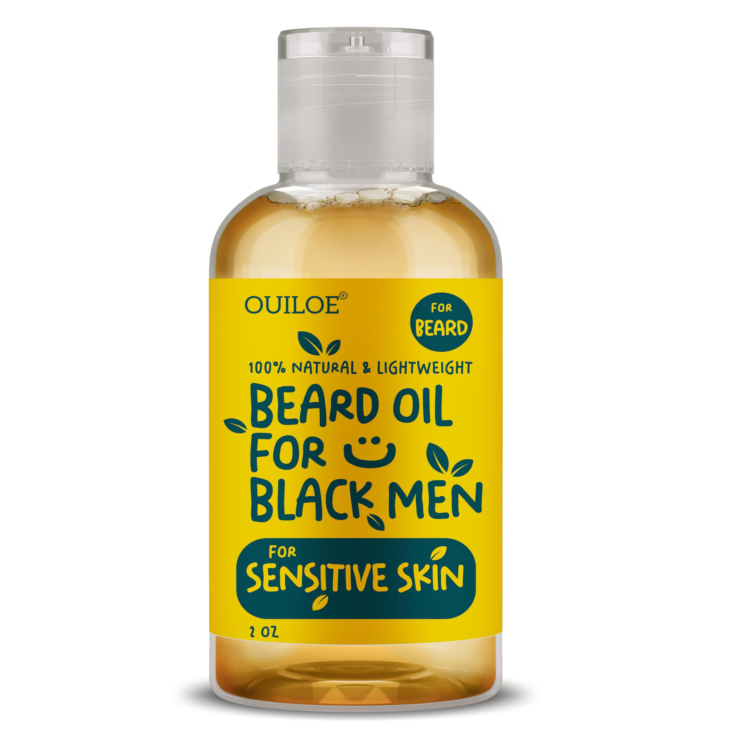Beard Oil for Black Men with Sensitive Skin - All Natural Growth Oil for Patchy Beard - Unscented, Non Comedogenic, Lightweight and Non Greasy - Use with Beard Growth Kit, 2oz