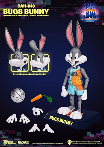 Miniatura 2 de Beast Kingdom Space Jam: A New Legacy: Bugs Bunny DAH-048 Figura de acción dinámica de 8 ction Heroes, multicolor