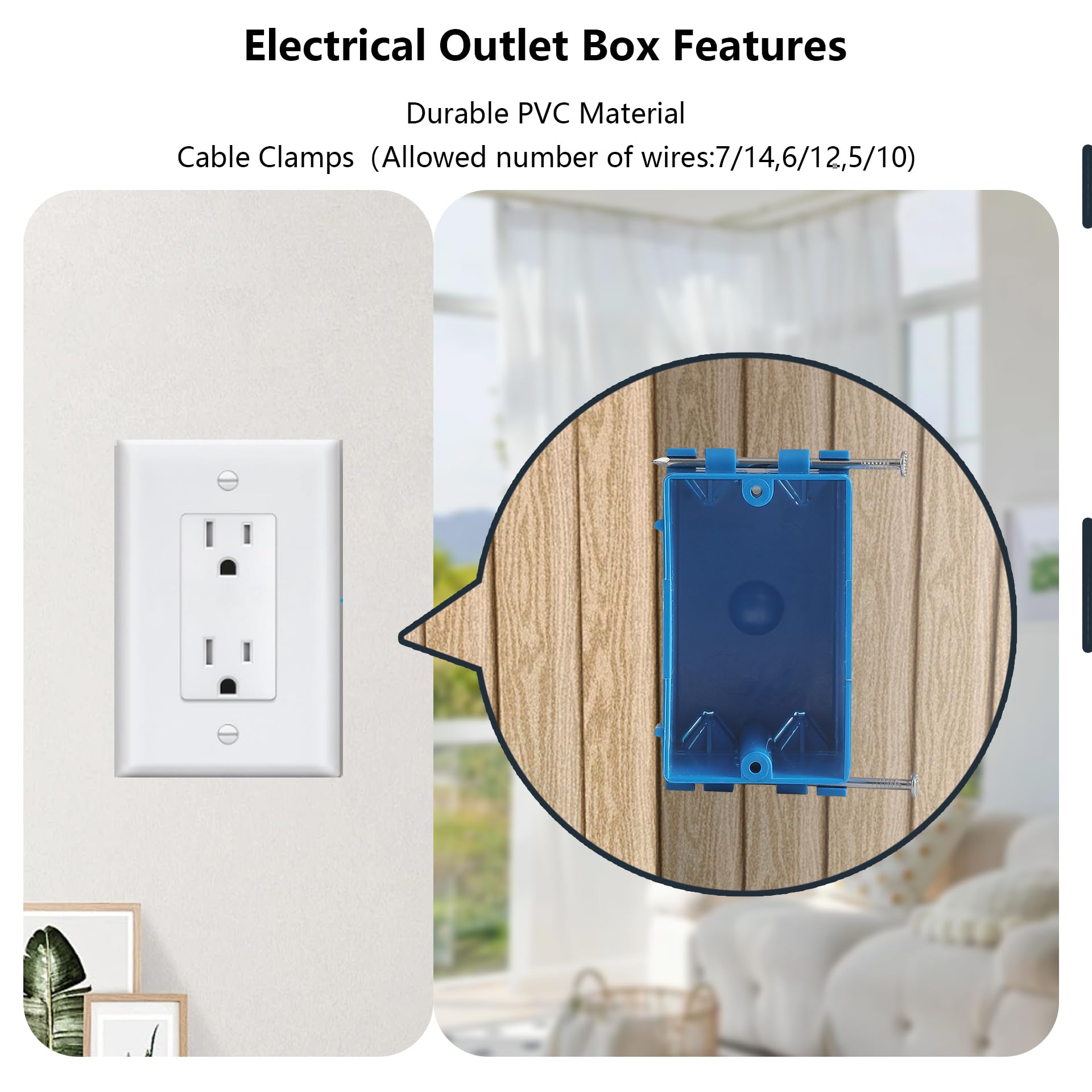 10 Pack Electrical Outlet Boxes - 1 Gang PVC Box -5