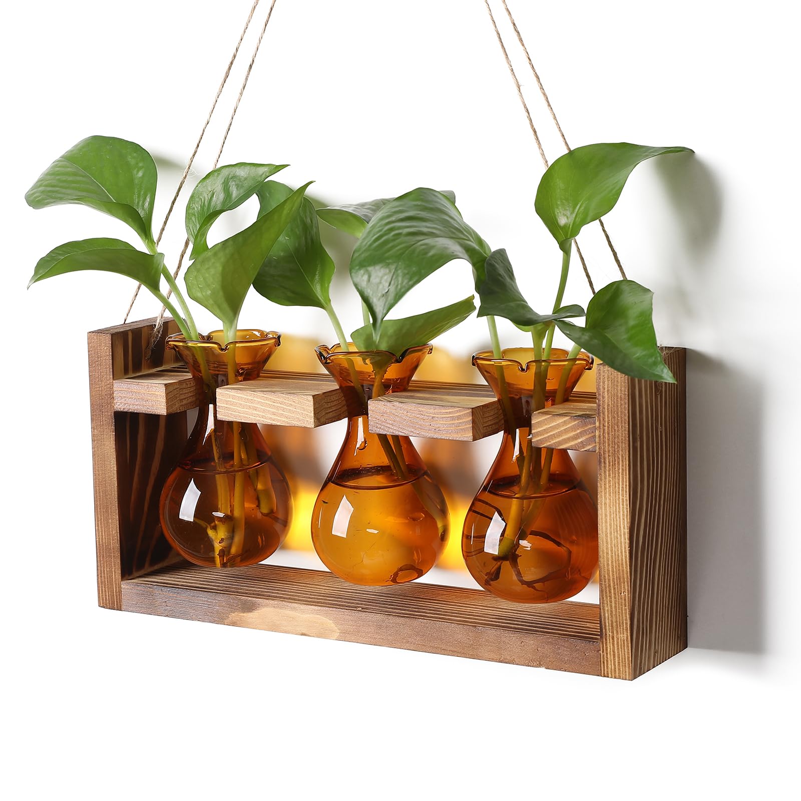 Stacja rozmnażania roślin, terrarium, unikalne prezenty urodzinowe dla kobiet, miłośników roślin, dekoracja domu, biura, doniczka z drewnianym stojakiem, 3 żarówki, szklany wazon