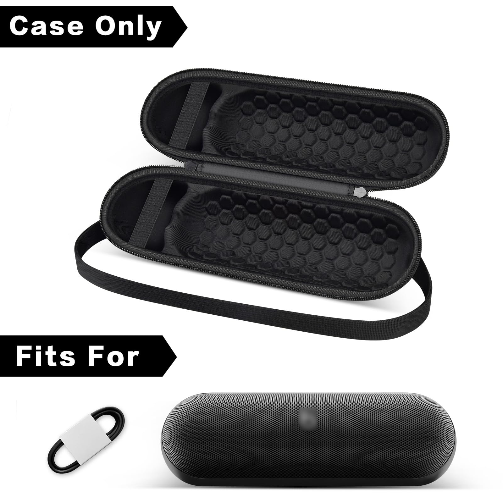 Hard Carrying Case Compatible with Beats Pill Bluetooth Speaker and Portable Wireless Charger, 2024 New for Beats Pill Accessories Storage Bag, with Shoulder Strap for Outdoor Traveller - Case Only