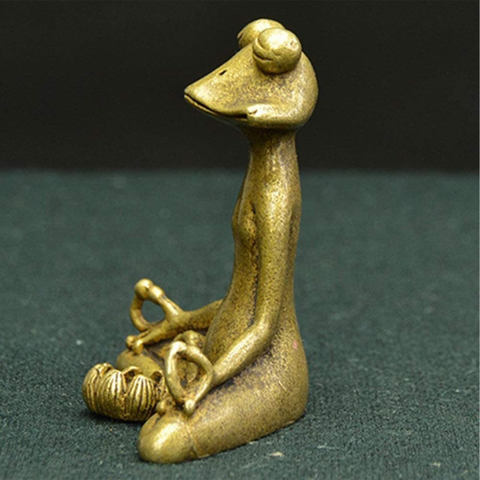 2x Messing Frosch Figuren - Goldene Glücksbringer Miniatur