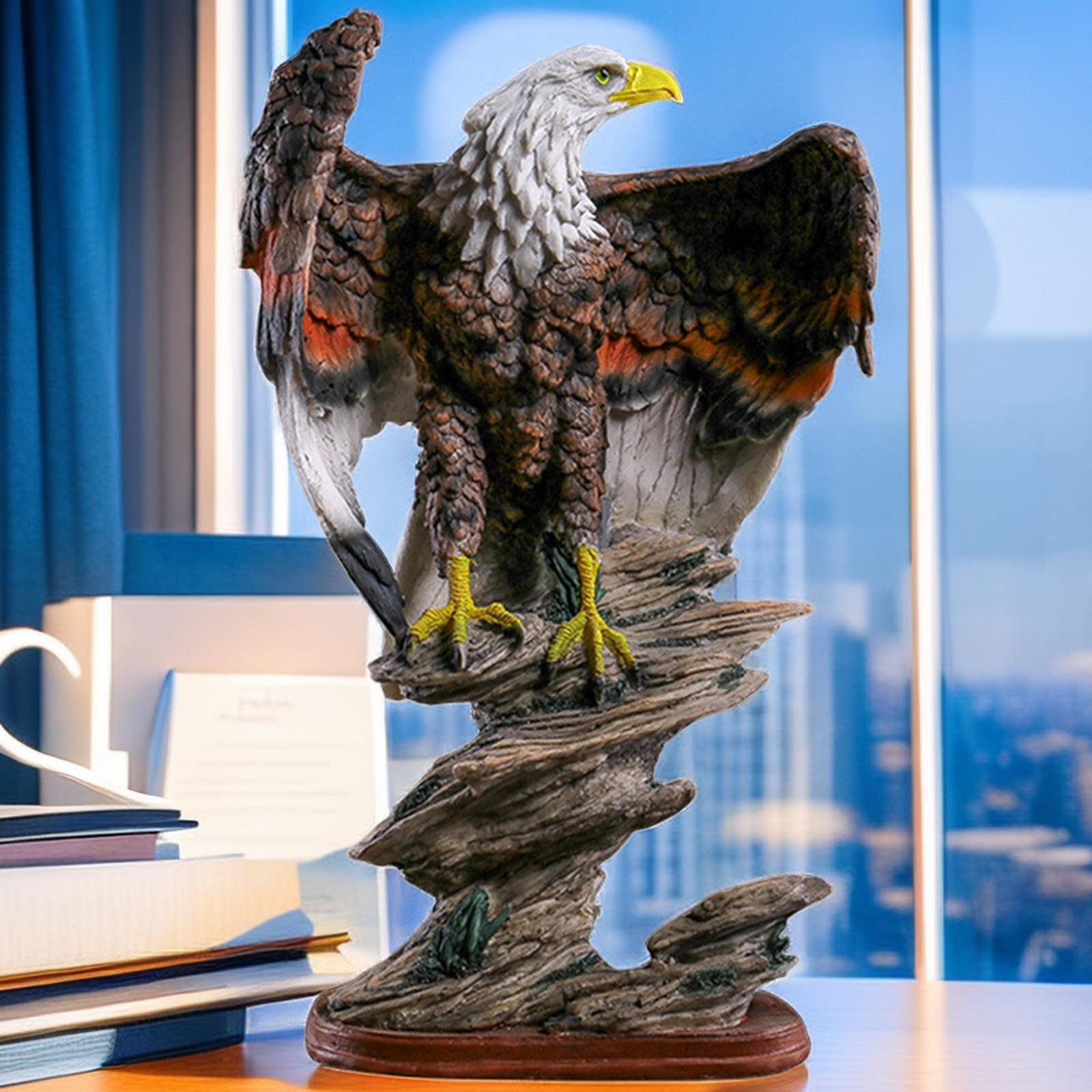 Dwysswyd 19 Inch Resin Eagle Figurine Statue Sculpture for Home Decor Office Living Room Decorative Decoration Collectible