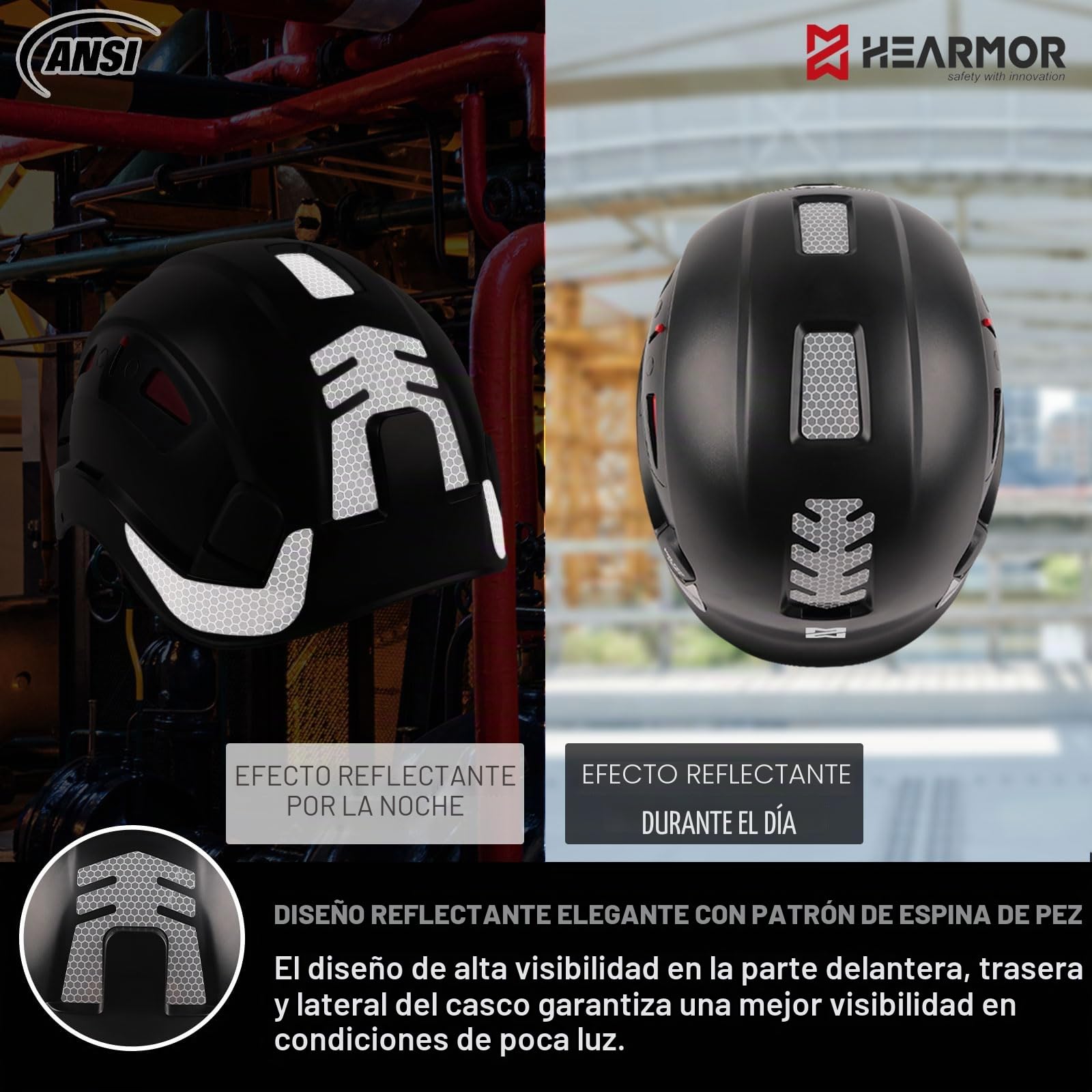 HEARMOR Casco 3 en 1 con protección auditiva y visera, casco de trabajo certificado EN 397 para trabajos forestales, construcción y escalada, incluye bolsa portátil y forro refrigerante