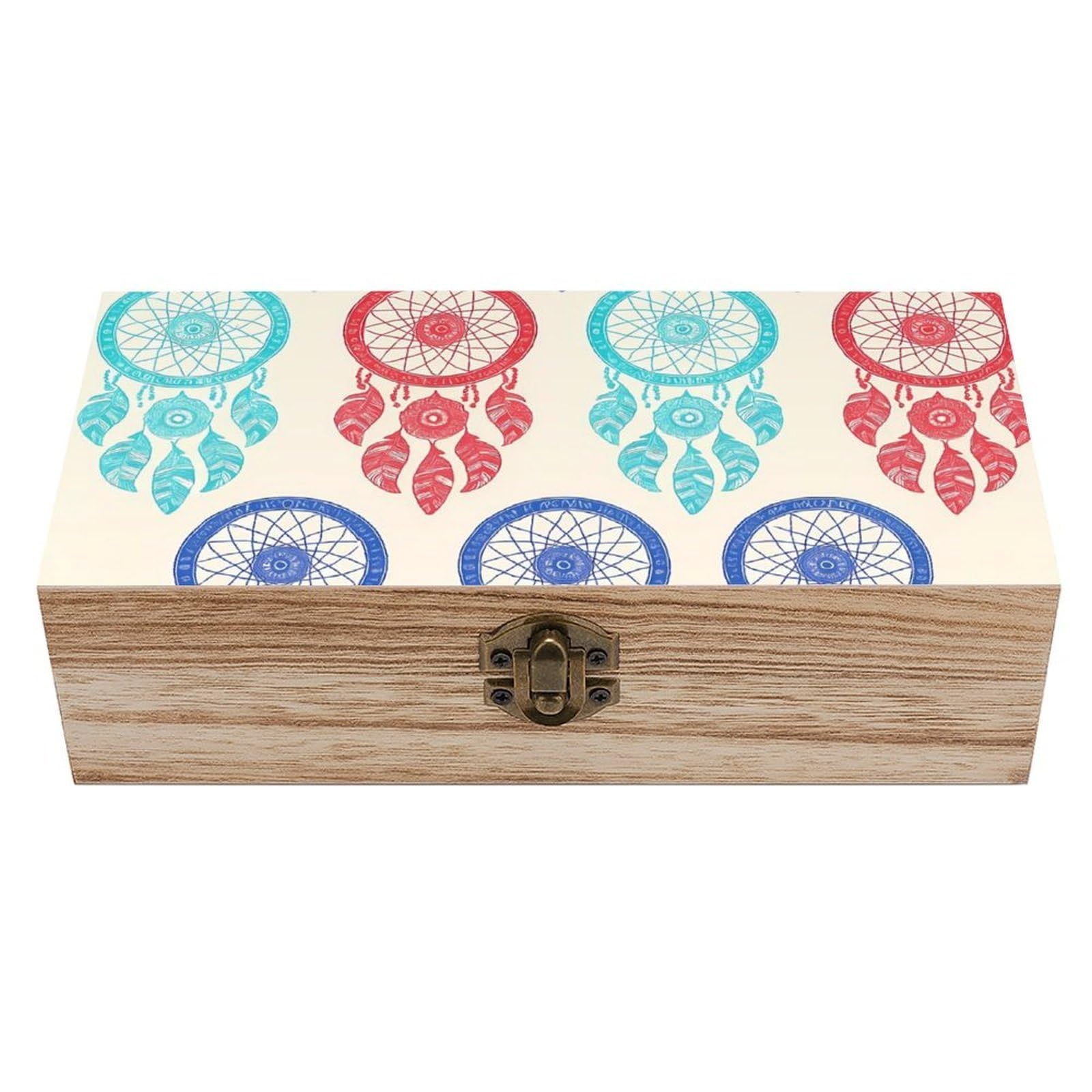 HLBSDM Retro Colorful Dream Catcher Retro Wooden Storage Box Jewelry Art Gift Boxs Decorative Keepsake Boxes