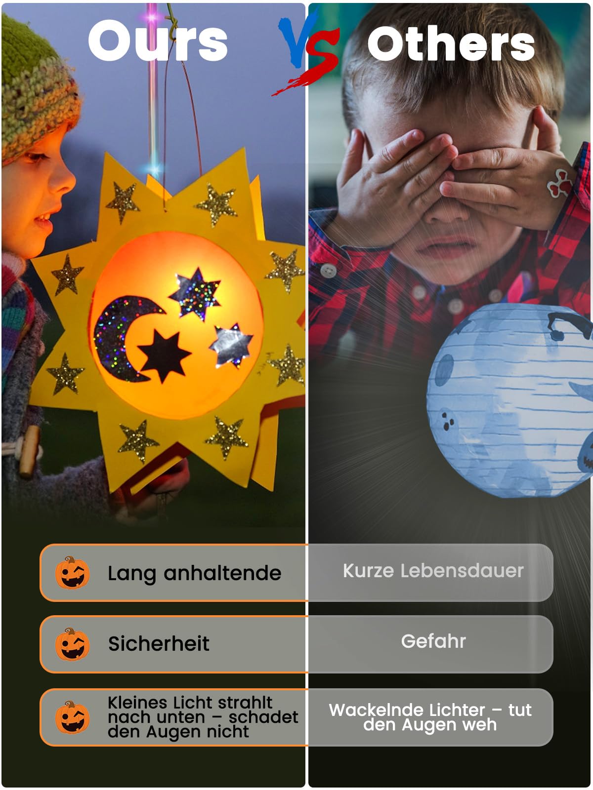 EasyAcc 4-częściowy elektryczny kijek do latarni LED "zrób to sam" naklejki kijek latarni 50 cm do latarni św. Marcina dla dzieci, na Halloween, magiczne różdżki na imprezę, imprezy kostiumowe
