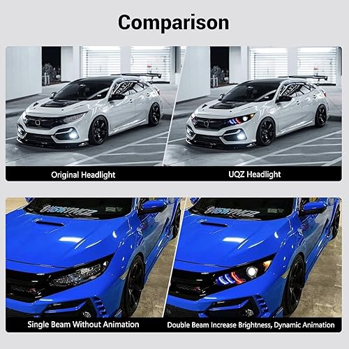 Miniatura 4 de UQZ Faros LED para Honda Civic de 10 generación 2016-2021 accesorios para faros delanteros Civic EXLXSportTouringSiType R con señal de giro