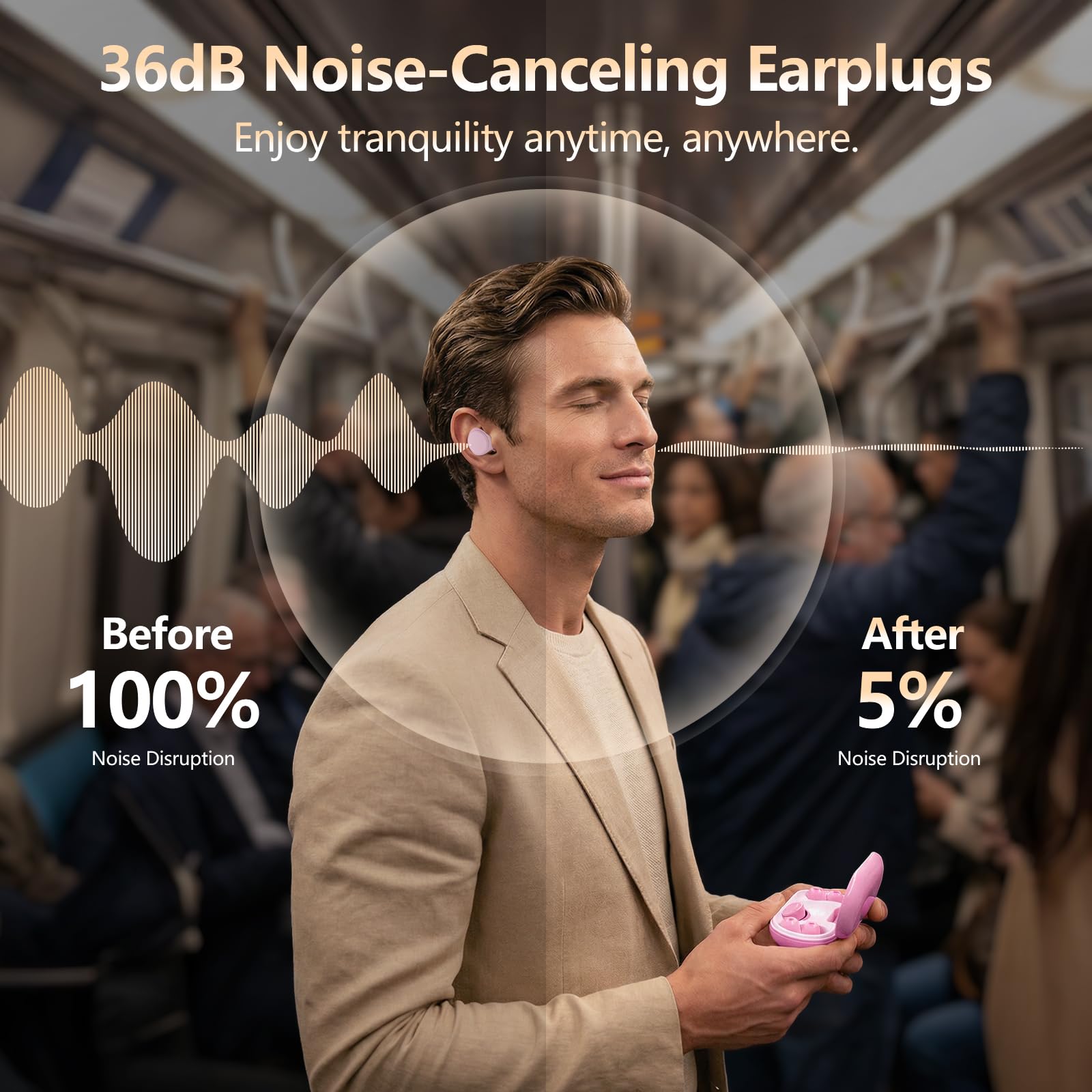 2026 Nuevos tapones para dormir con cancelación de ruido de 36 dB, suaves y reutilizables, protección auditiva para dormir
