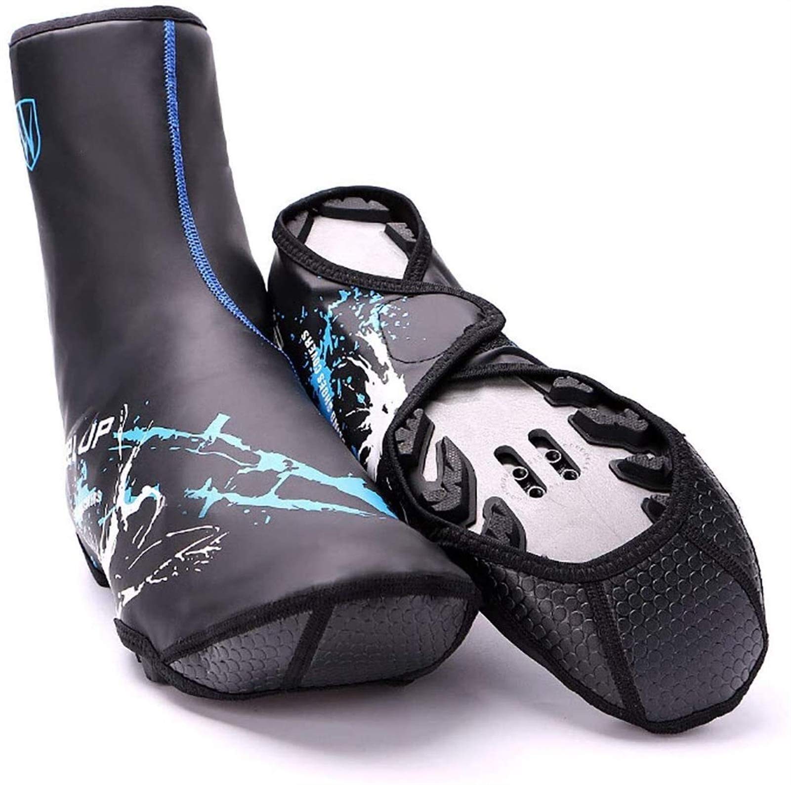 Couvre-Chaussures de Cyclisme avec Bande réfléchissante, Hiver imperméable Coupe-Vent vélo Accessoires de Cyclisme pour Hommes Femmes Route VTT Couvre-Chaussures de Cyclisme (Color : Blue, Size : XL