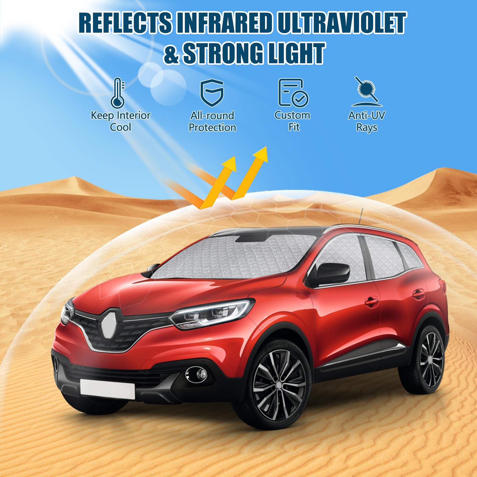 Sonnenschutz Kompatibel mit Renault Kadjar 2015-2022 8 PCS