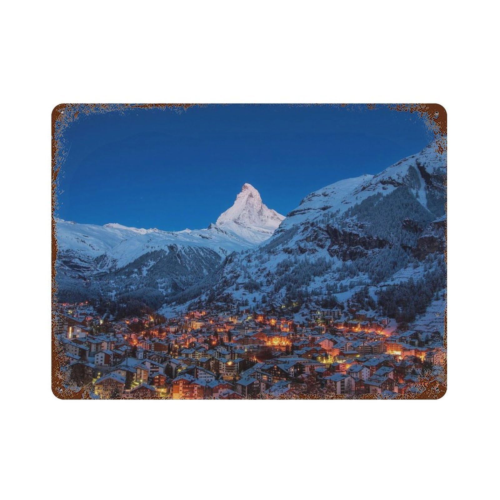 xiaoxiaoshen Real Photo Zermatt Decor Switzerland Wall Decor Art Metal Tin Poster Modern Home Decor Art Home Bar Shop Decorations Vintage Sign 30x40cm