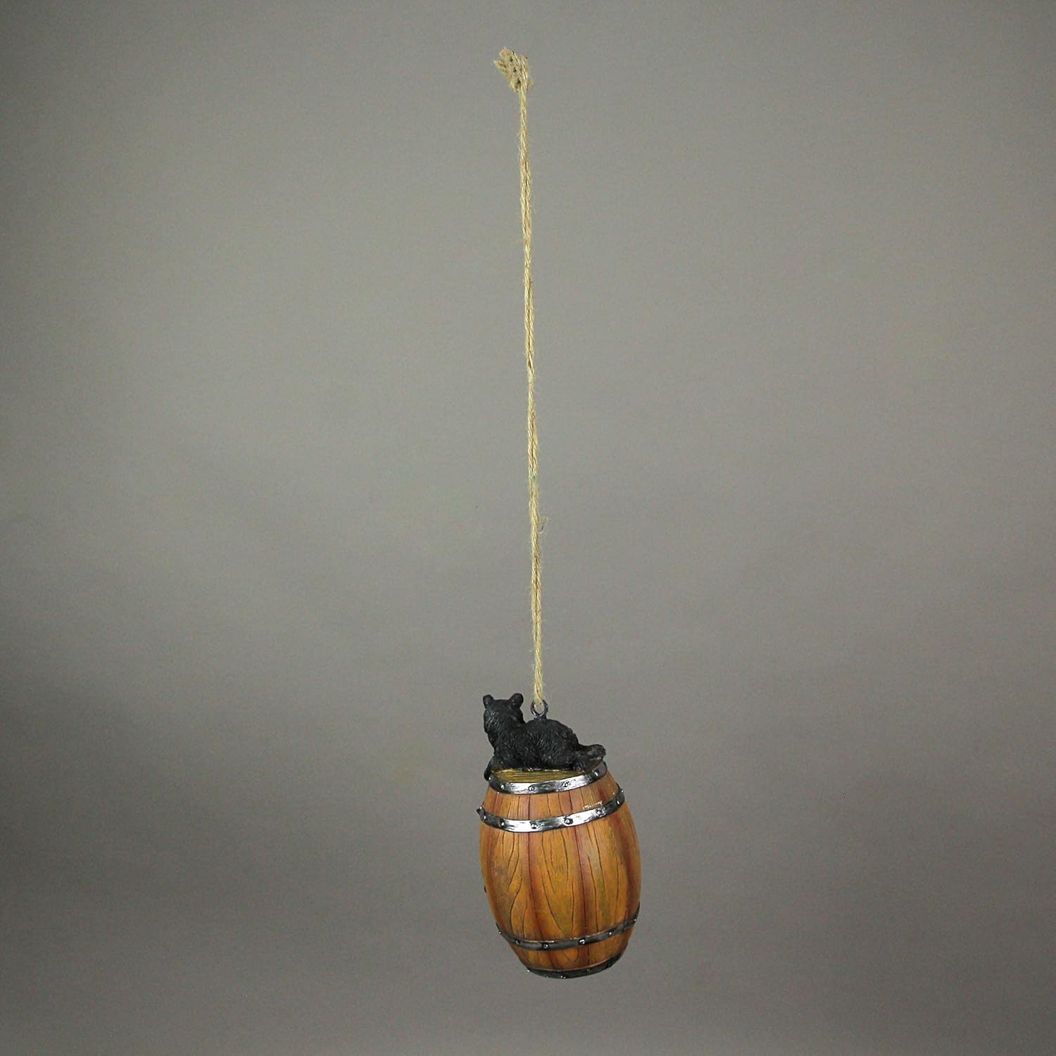 Resin Black Bear Climbing Barrel Decorative Hanging Birdhouse Cabin Garden Decor