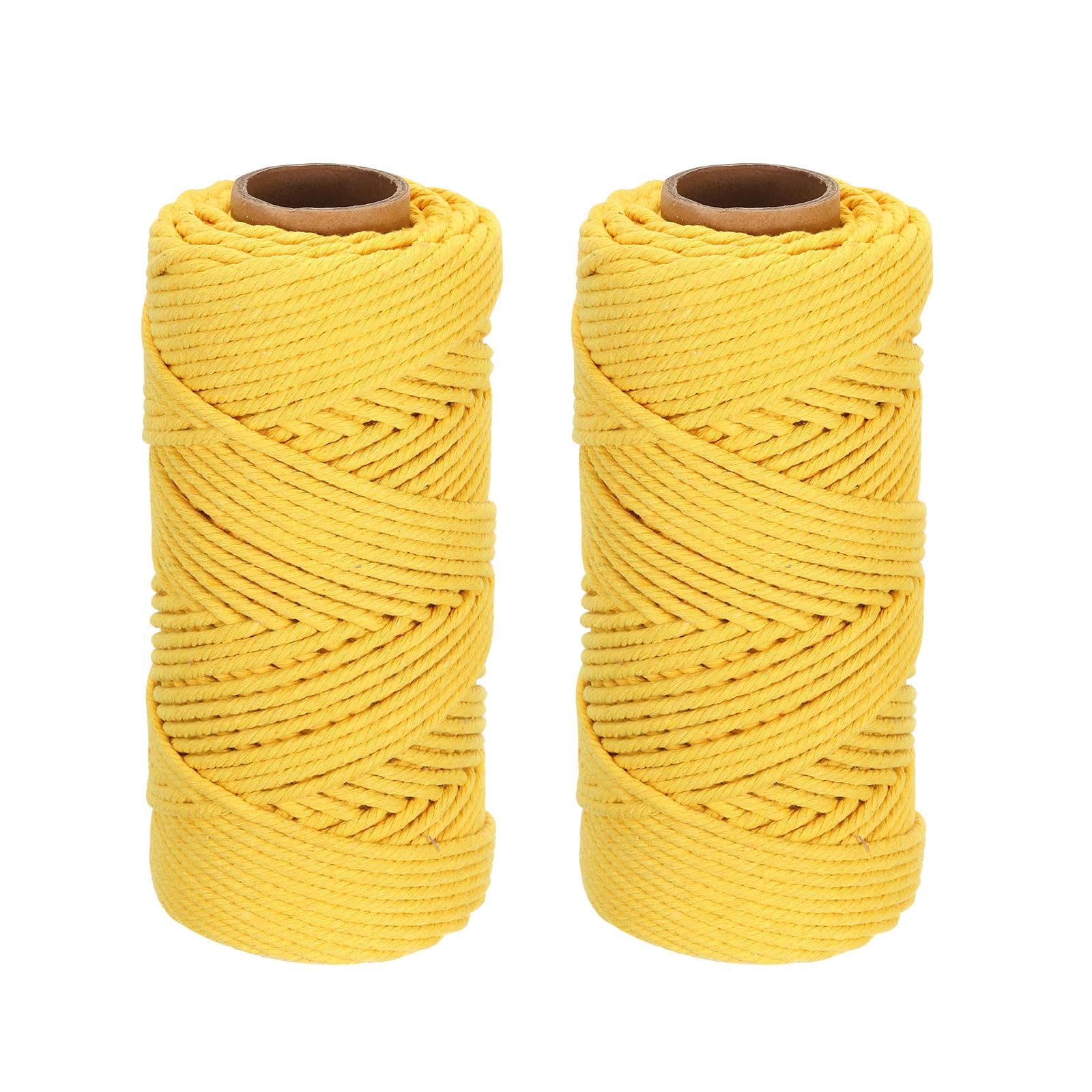 DMiotech 2 Pack 4mm x 80M (87 Yard) Yellow Natural Cotton Macrame Rope