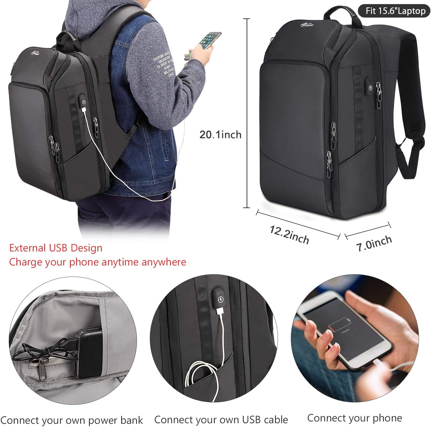 70% оƒƒ Dіѕсоunt Fresion Travel Laptop Backpack for Men - Business Laptop Backpacks with USB Charging Port,Water Resistant College School Computer Bag pack fits 15.6 Inch Laptops and Notebook