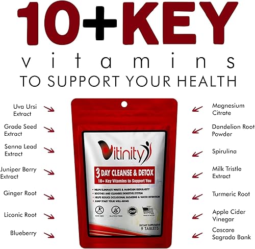 Miniatura 6 de VITINITY 3 días de desintoxicación - píldoras naturales de desintoxicación de todo el cuerpo - Limpieza de colon para la salud digestiva -