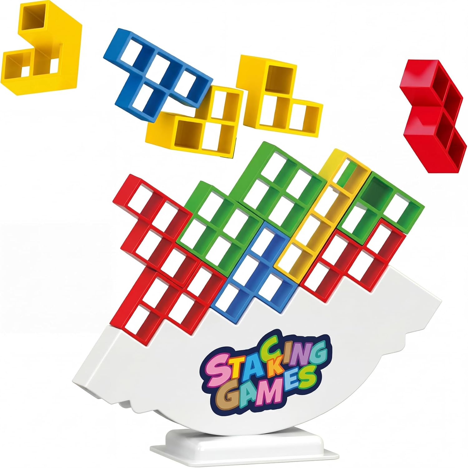 48 PCS Tetra Tower Balance Game, Team Tower Stacking Game for Kids & Adults Party Game, Board Games for 2 Players+ Family Games, Tower Stack Team Building Blocks Toy