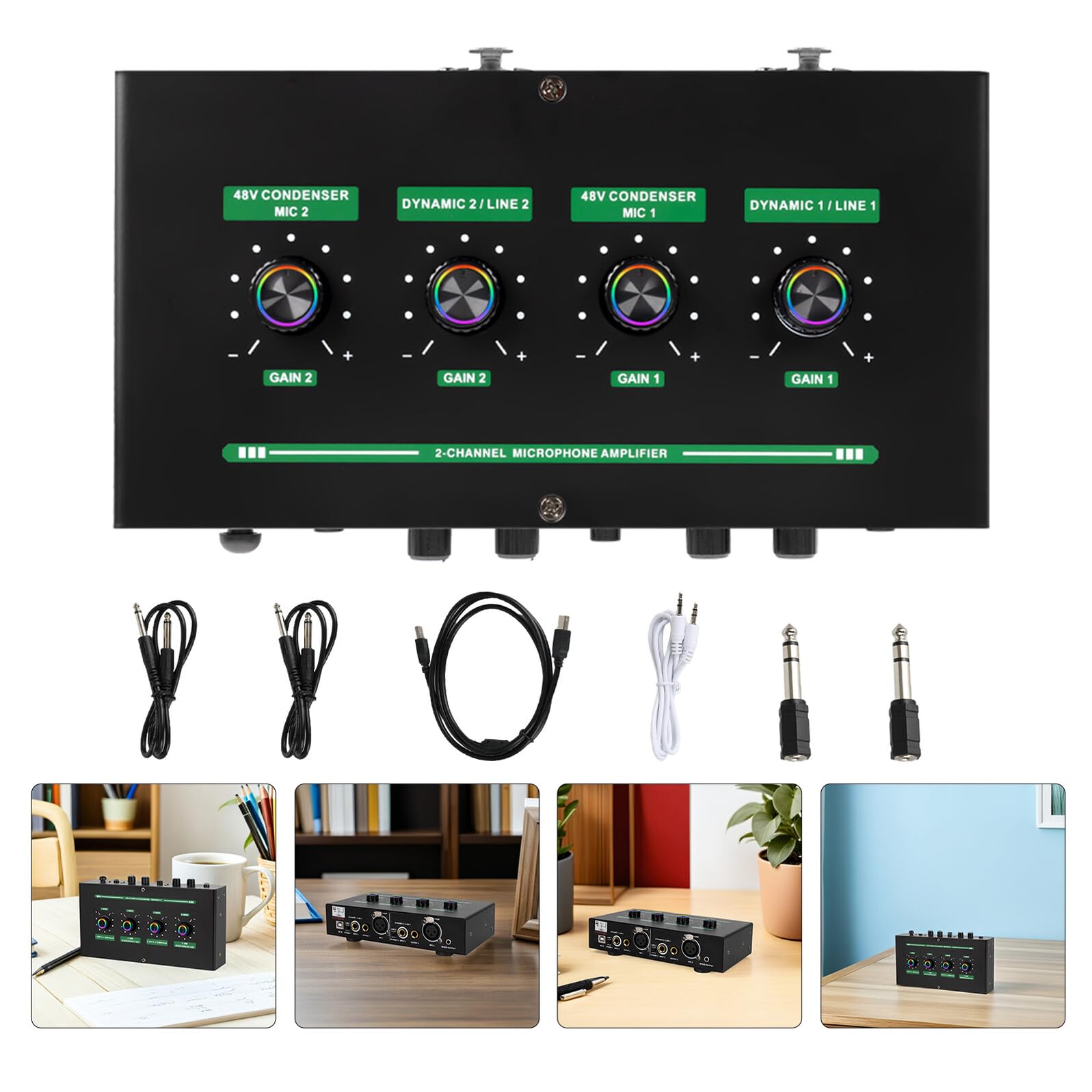 UPKOCH Amplificador de Reverberación Rutas para Voz Mezclador de Micrófono y Línea para Karaoke Casa Grabación Podcast y Salida de Línea Altavoz