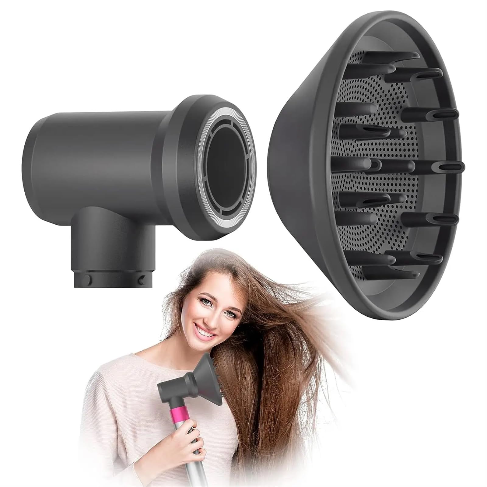 Difusor Universal para Secador Diffuser and Adaptor Airwrap,Attachments for Airwrap Styler Converting Blow Dryer Combination for Gifts(Diffuser and Adaptor)