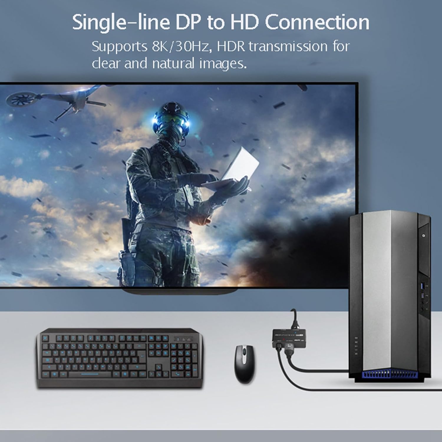 8k DisplayPort Splitter 1 in 2 Out 8K@30Hz 4K@6Hz DisplayPort Splitter Adapter 1x2 Port DisplayPort Splitter for Monitors DisplayPort UHD Splitter