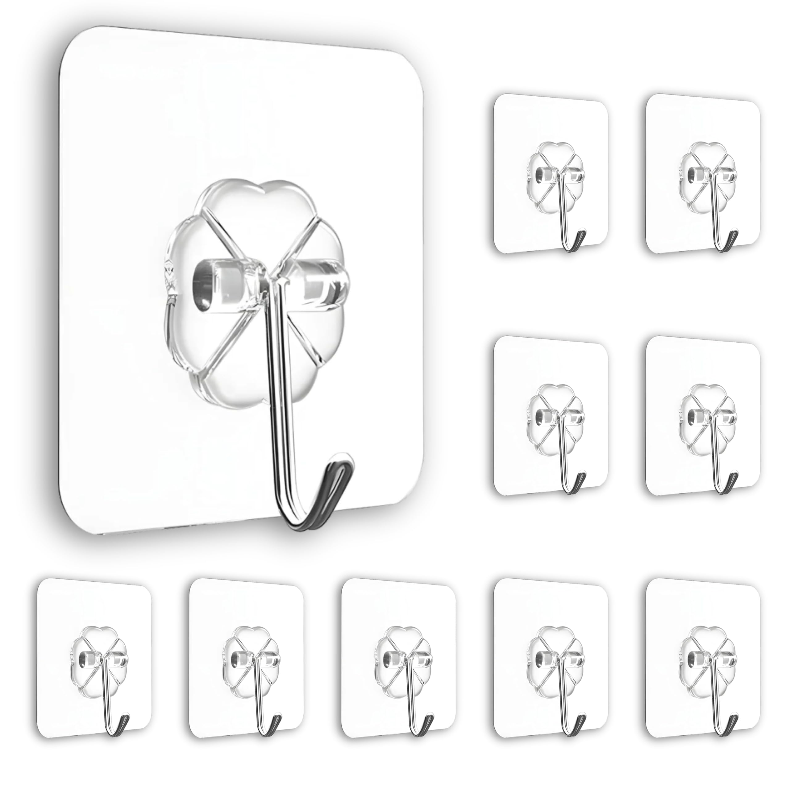 Zulaxy Flower Adhesive Wall Hooks, 20 Pack Heavy Duty Hooks for Wall Hanging, Strong | Self-Adhesive Sticker Hooks for Walls | Waterproof Wall Hanger Hook for Hanging Coats, Keys, and Heavy Items