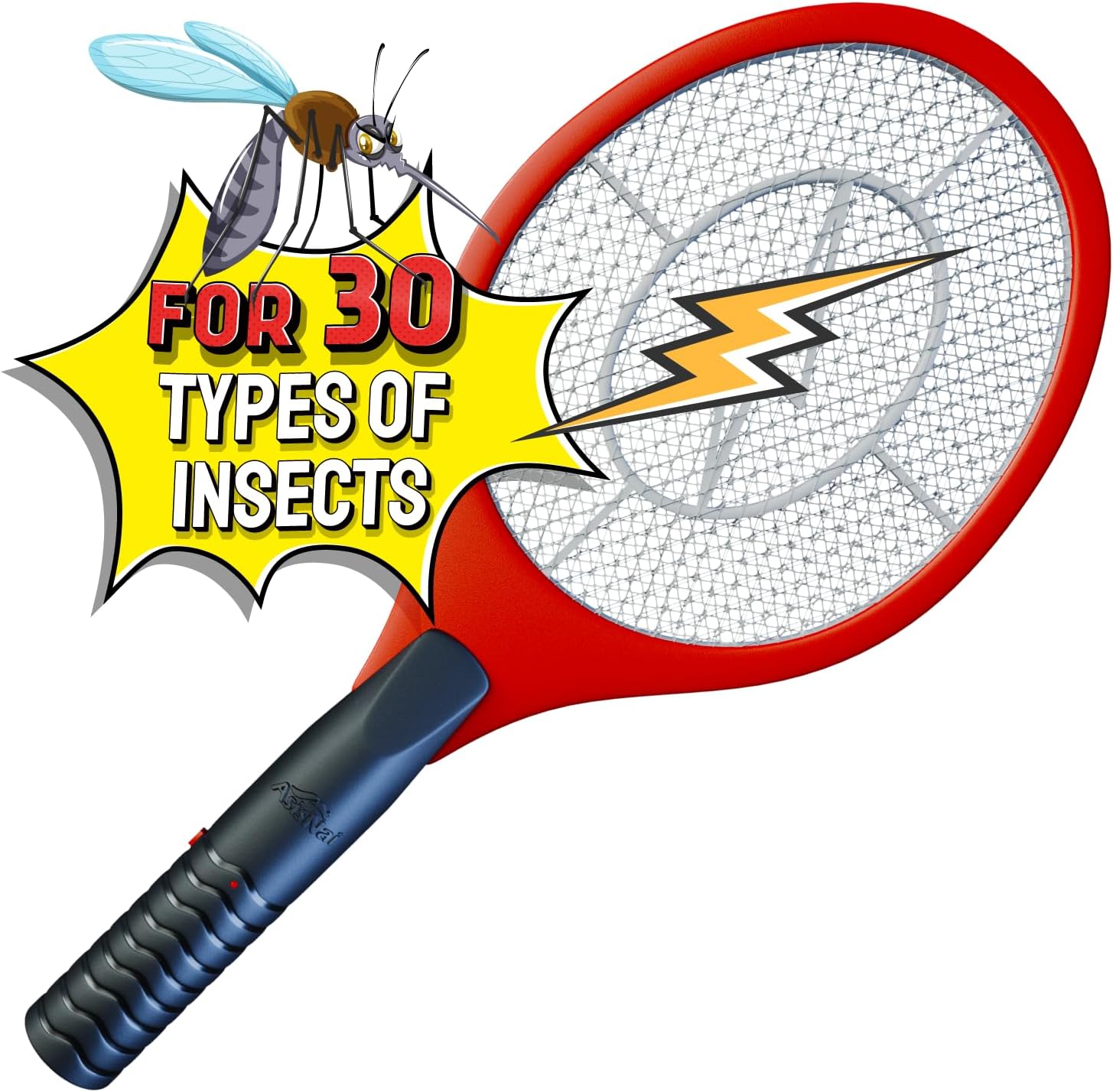 ASISNAI Upgraded Bug Zapper Racket 2024 - Big Electric Fly Swatter & Mosquito Zapper for Indoor/Outdoor Insect Control - Battery-Operated Tennis Racket Zap - Portable High Voltage Bug Zapper