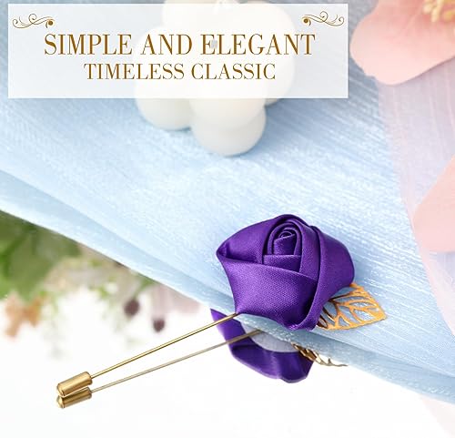 Miniatura 3 de 24 piezas de flores de satén de seda para novios con hojas de oro para boda, decoración de fiesta de graduación, ramillete de graduación, accesorios