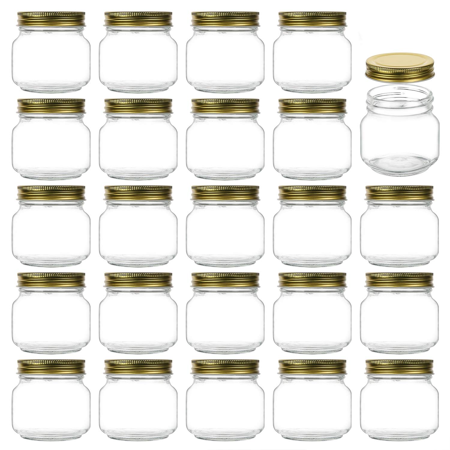 Encheng8 oz Glass Jars With Lids,Ball Regular Mouth Mason Jars For Storage,Canning Jars For Caviar,Herb,Jelly,Jams,Honey,Dishware Safe,Set Of 24