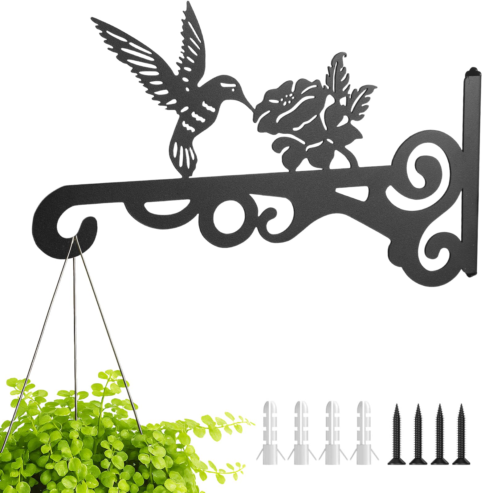 Arubyforest Black Hanging Basket Bracket Hanging Basket Brackets Outdoor 10 Inch Wall Brackets For Hanging Baskets Outdoor Hanging Basket Hooks For Plants Bird Feeders Lanterns