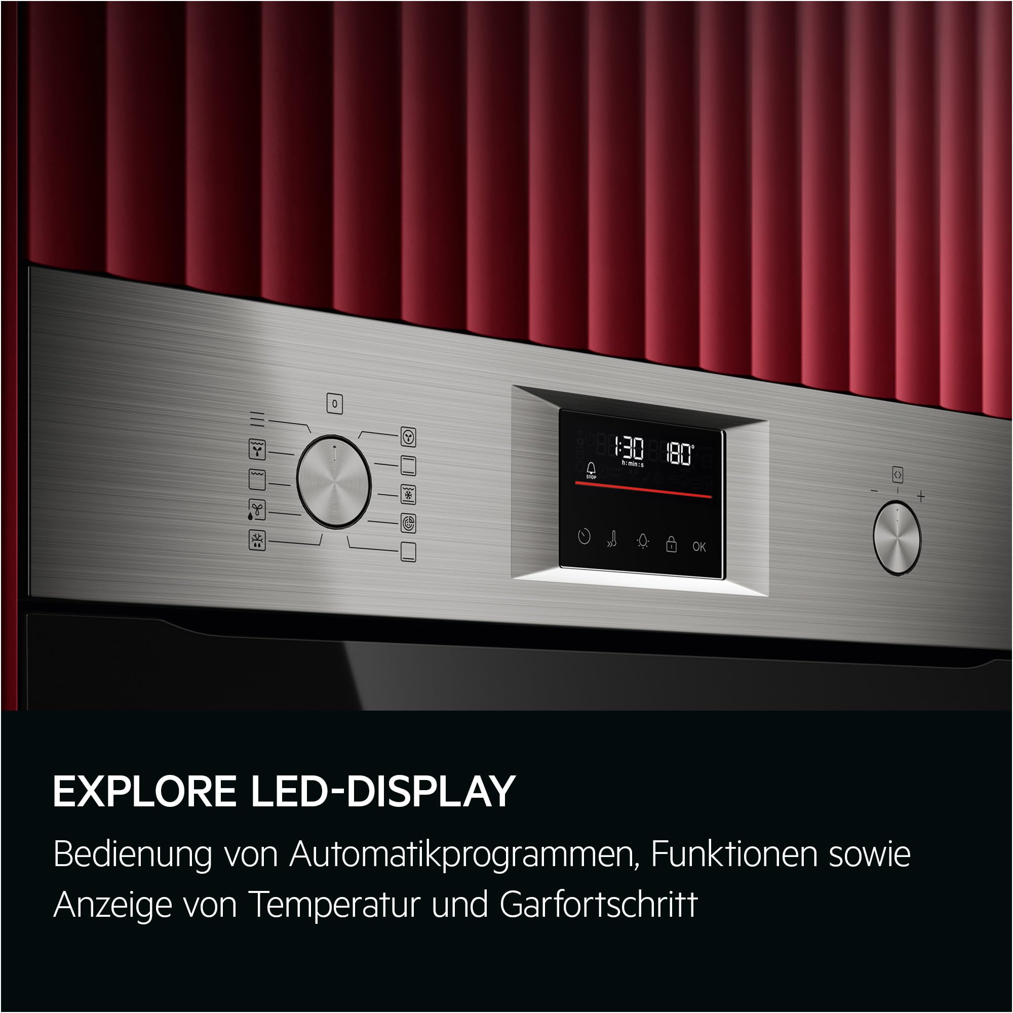 AEG Einbaubackofen Serie 5 Ringheißluft Pyrolyse Selbstreinigung 45 Automatikprogramme LED-Touchdisplay Edelstahl OU5PB40ZSM