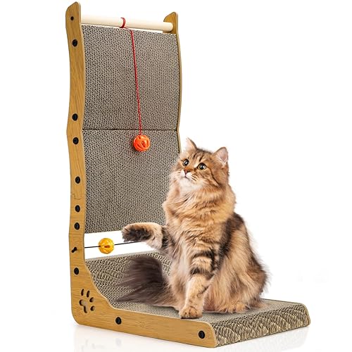 L Shape Cat Scratcher, 26.8" Vertical Cat Scratching Board with