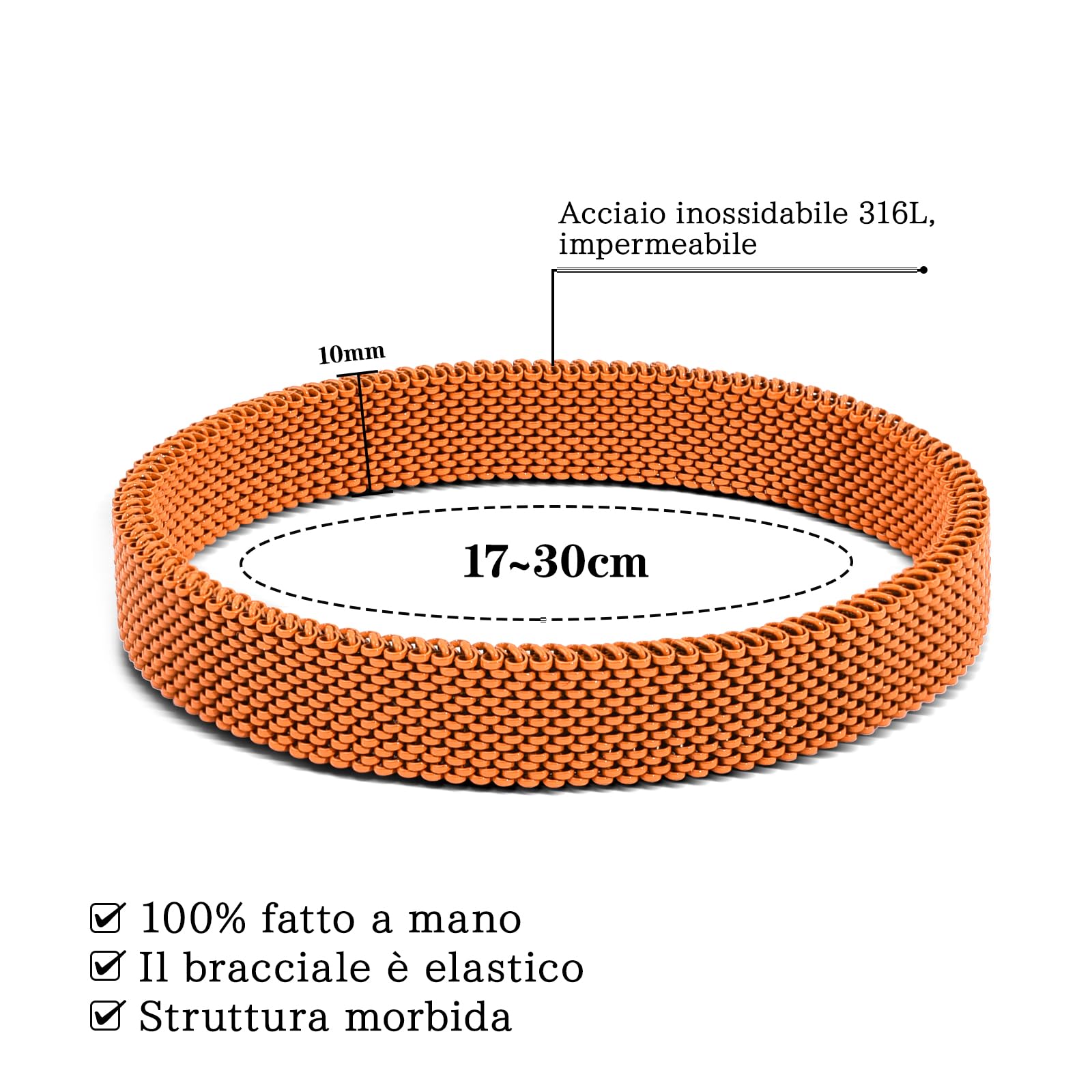 FANCIBAND Pulsera de mujer de acero inoxidable elástica hecha a mano, pulsera de amistad personalizada, 10 mm, regalo para esposa, novia, mejor amiga