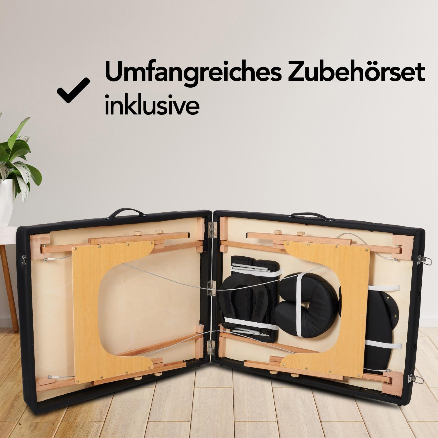 Brixy Klappbare Massagetafel, professionelle Behandlungsbank mit 250 kg Tragkraft, 8-Fach höhenverstellbar und Tragetasche, Schwarz