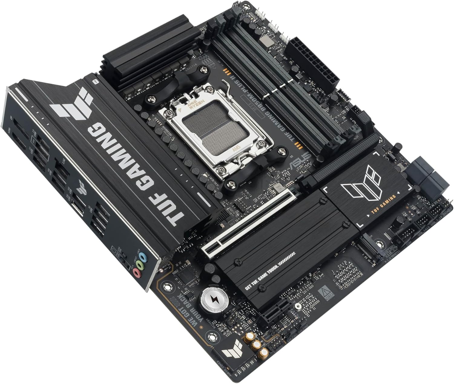 ASUS TUF Gaming B850M-PLUS II motherboard slot AMD AM5 (AMD B850, mATX, DDR5 memory, 1 x PCIe 5.0 M.2, 2X PCIe 4.0 M.2, Aura Sync)