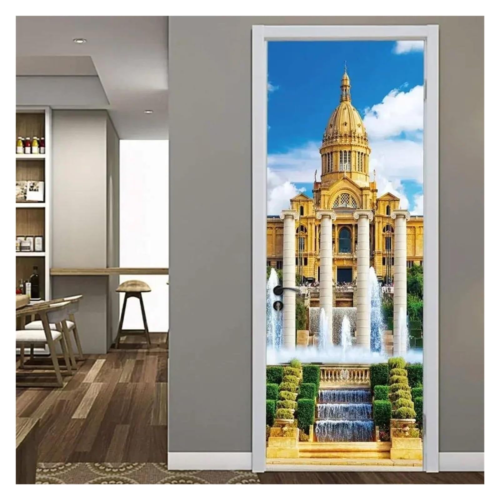 Sticker porte Big Ben 3D amovible pour masquer un mur abîmé