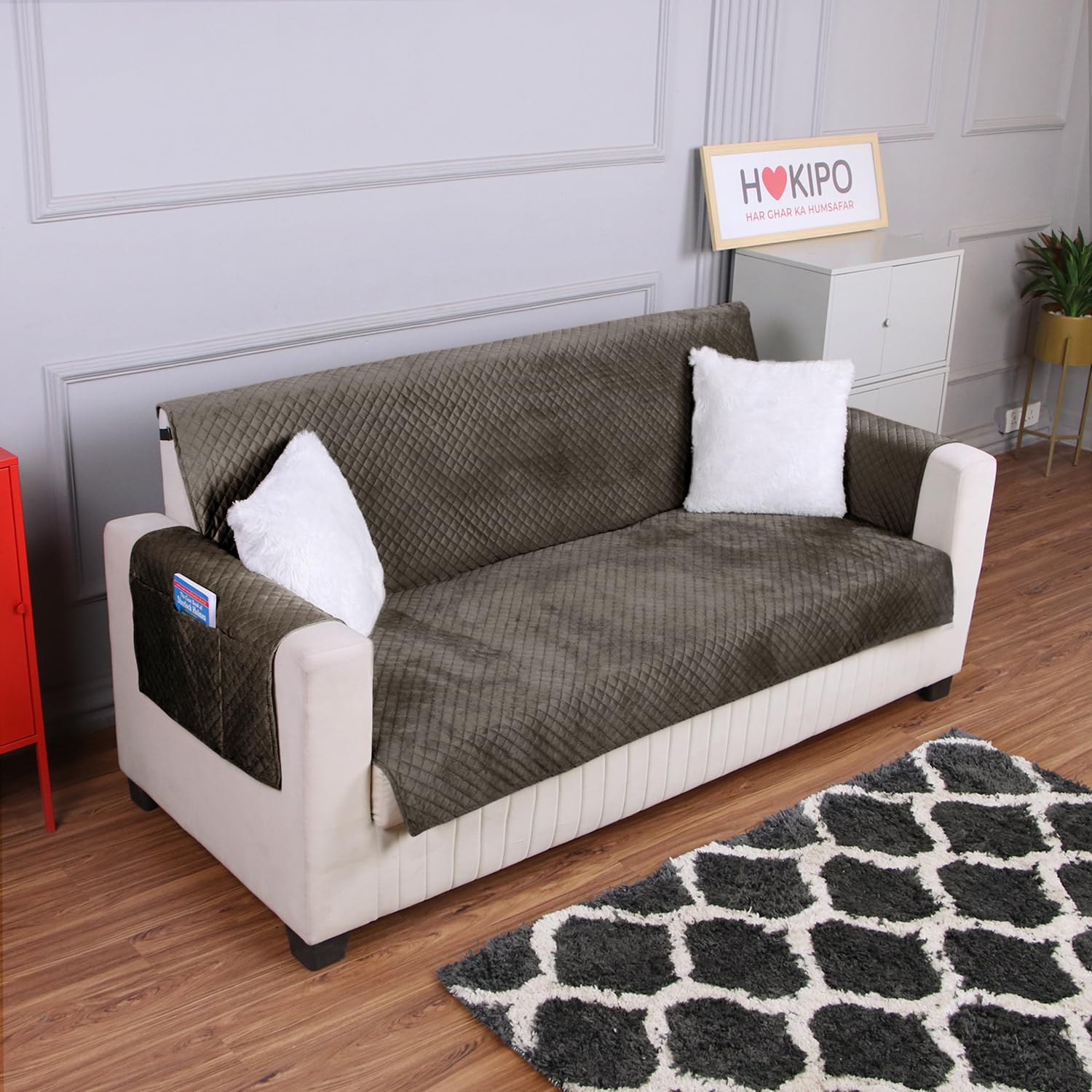 HOKIPO Velvet Quilted Sofa Mat with Pockets, 175(D) x 180(L) cm, Taupe Brown (IN-770-DCHOC) (B0CT3GHXBB) Amazon Price History, Amazon Price Tracker